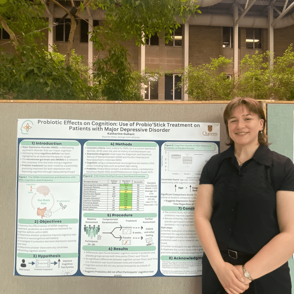 Katherine Gallant, "Probiotic Effects on Cognition: Use of Probio'Stick Treatment on Patients with Major Depressive Disorder" (Poster).